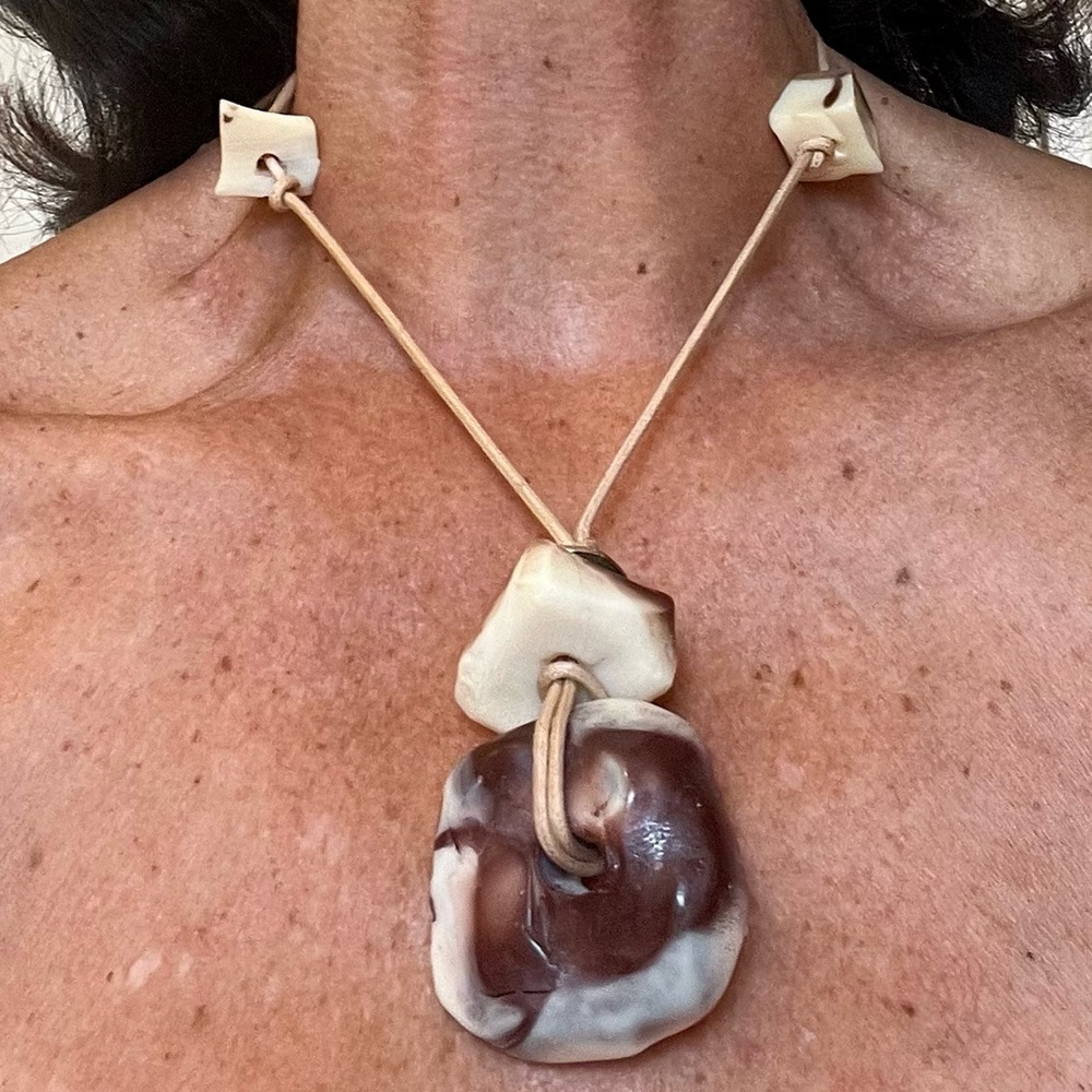Joy Susan Hand Carved Stone Necklace